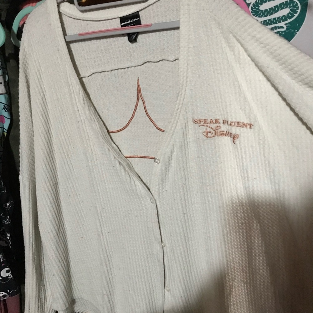 Her Universe Cream Cardigan with Disney Embroidery
